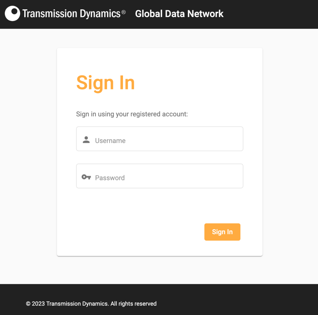 GDN Sensor Data Logging Portal Login Screen