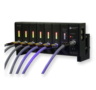 Installation image of Building Vibration Monitoring System with various cables attached to the product