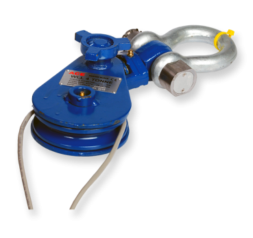 Image of part of a Wireless Load Cell with metal ring and blue housing